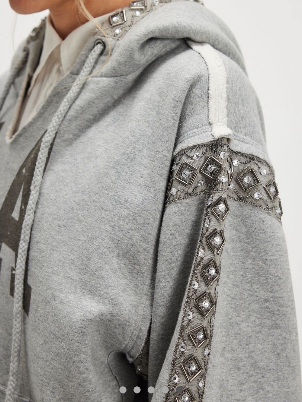 Free People Gray 'LA' Embellished Hooded Sweatshirt